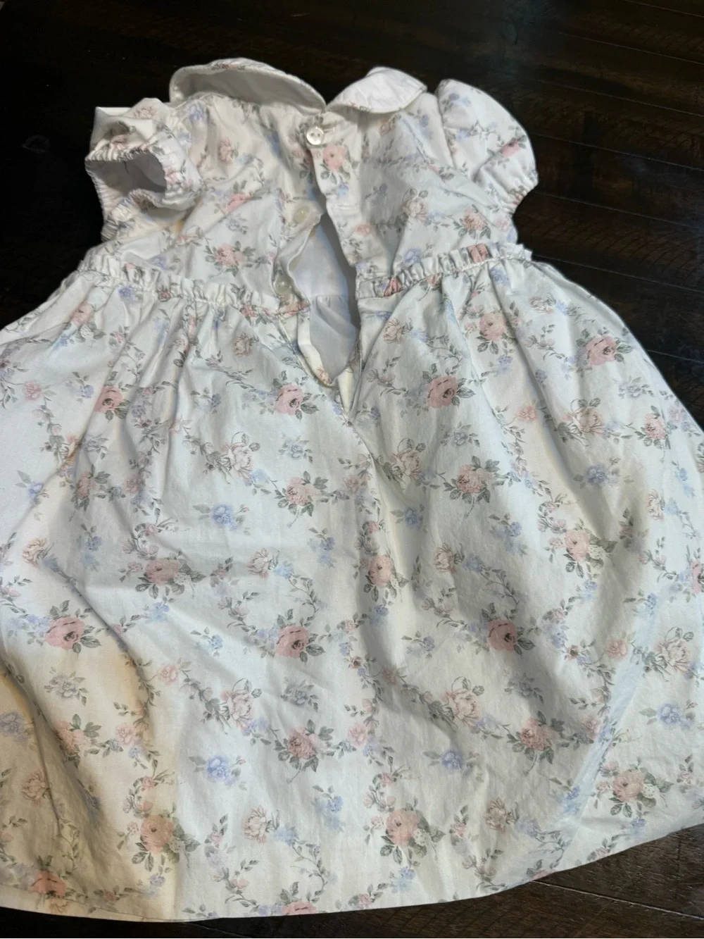 Vintage Edgehill Collection White Floral Dress & Bloomers with Pink and Blue